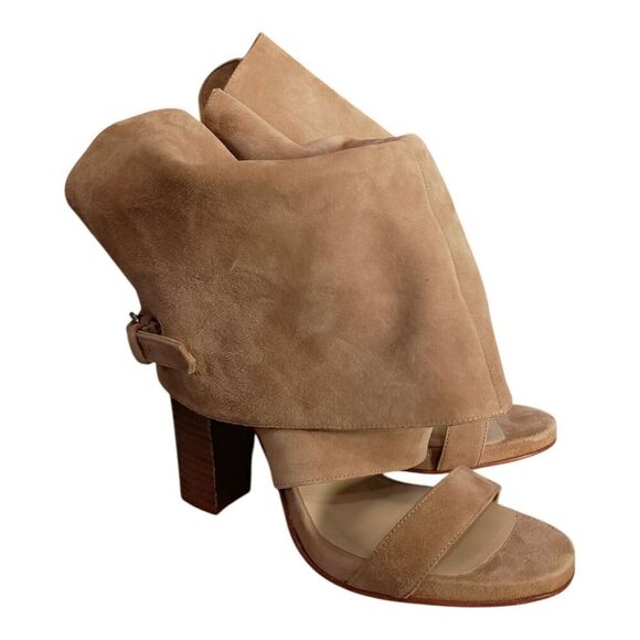 Opening Ceremony Suede Fold Over Sandal Bootie Shoe Tan Beige Women's 8 - 8.5 - Picture 1 of 11
